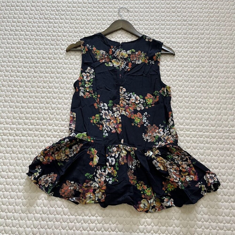 NWT JIGSAW Black Floral Blouse Ruffle Sleeveless Tank Top Size 6 - Picture 7 of 8